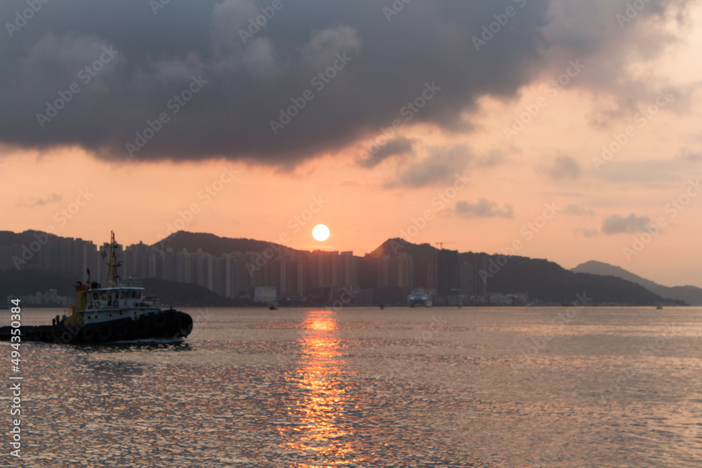 홍콩 구룡반도 일출 사진