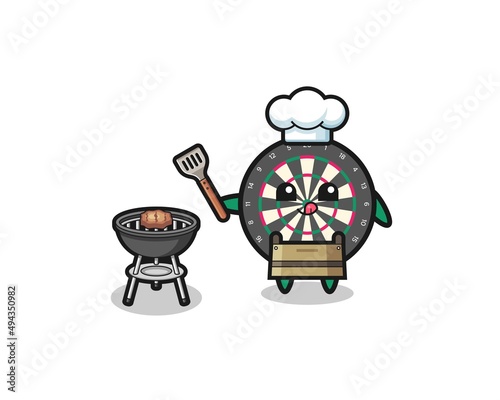 dart board barbeque chef with a grill