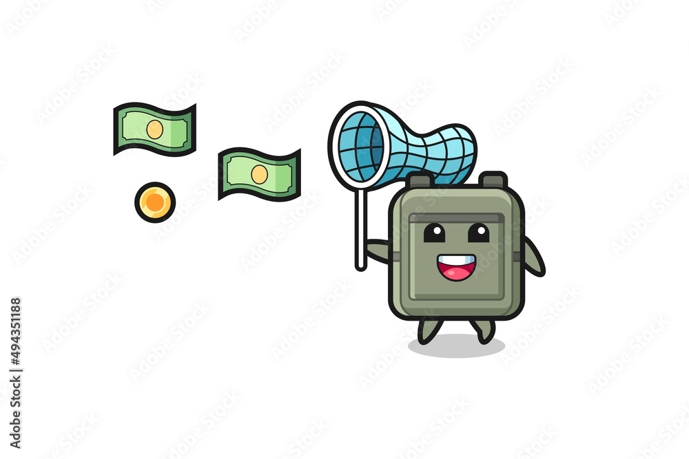 illustration of the school bag catching flying money illustration of the school bag catching flying money