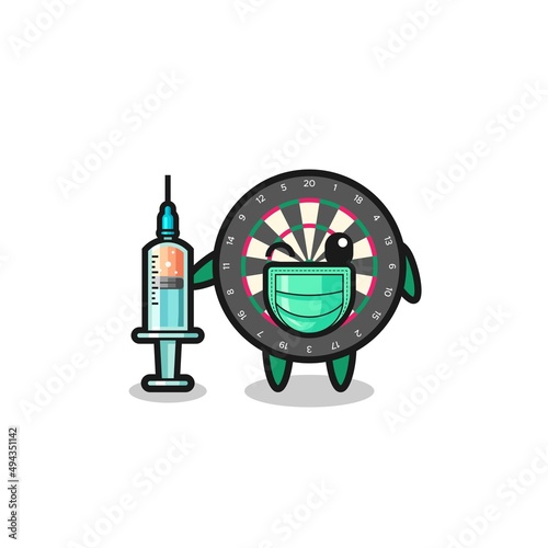 dart board mascot as vaccinator
