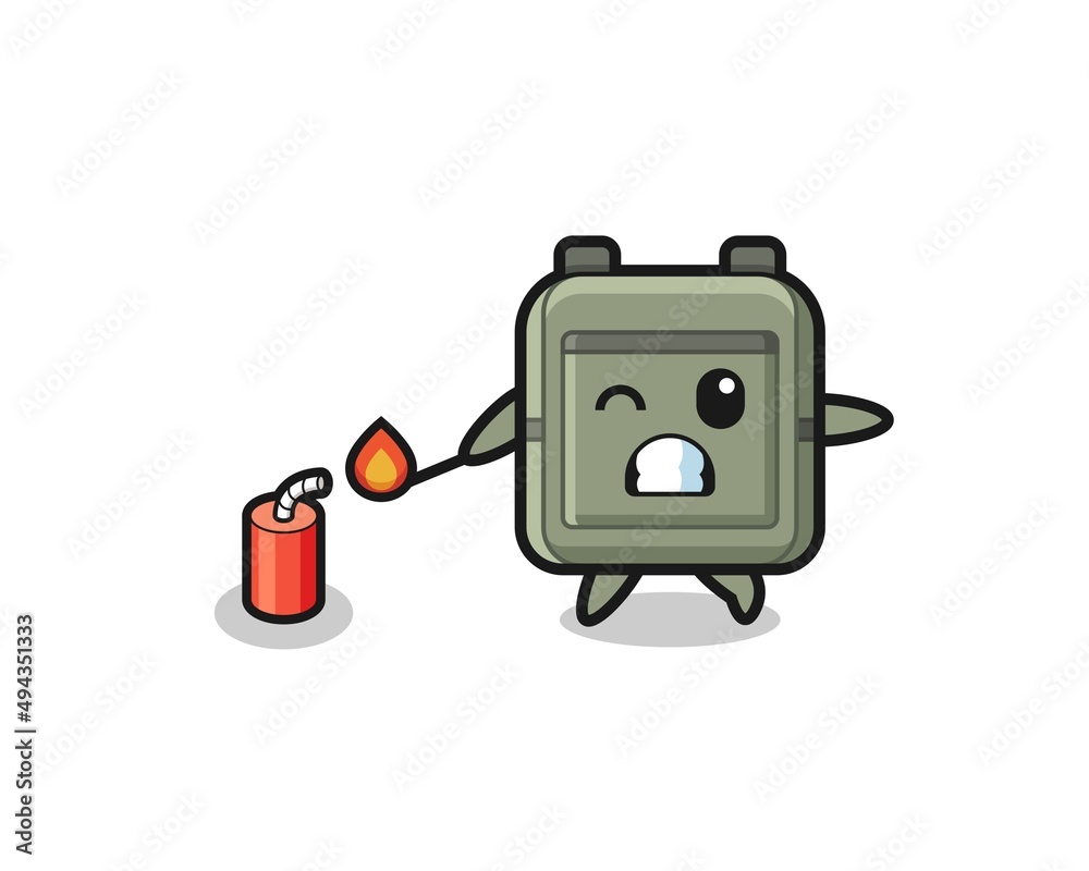 school bag mascot illustration playing firecracker school bag mascot illustration playing firecracker
