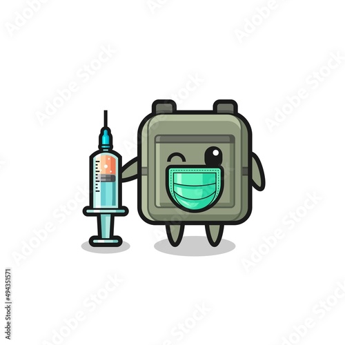 school bag mascot as vaccinator