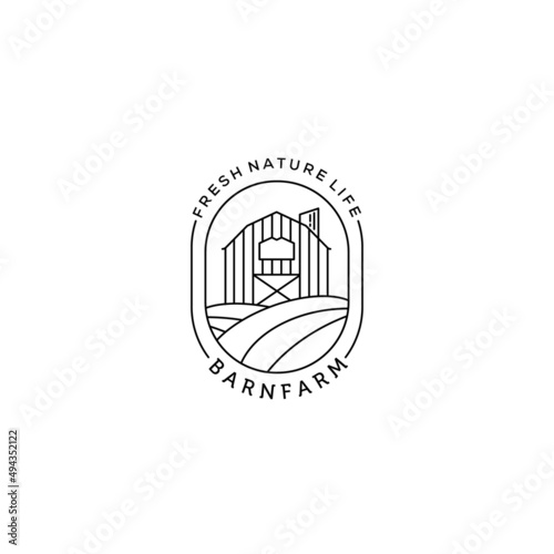 barn farm garden line art minimalist vector logo illustration design, nature design