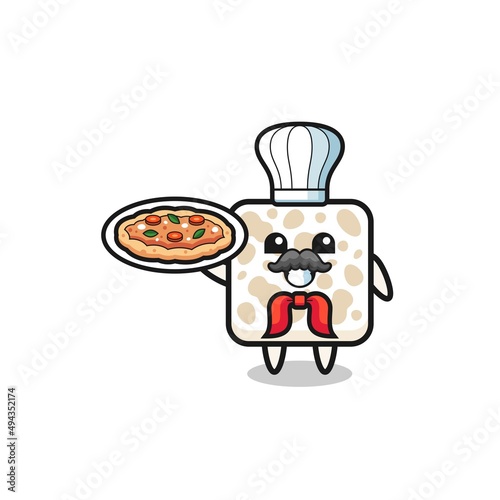 tempeh character as Italian chef mascot