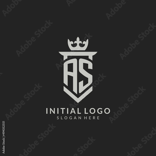 Initial AS shield and crown logo style