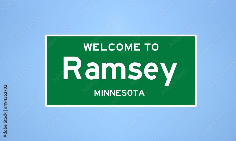 Ramsey, Minnesota city limit sign. Town sign from the USA. Ramsey, Minnesota city limit sign. Town sign from the USA.