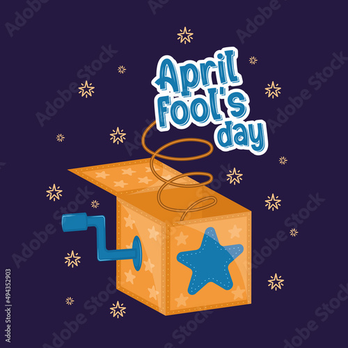 April fool day template text comming out of a surprise box Vector