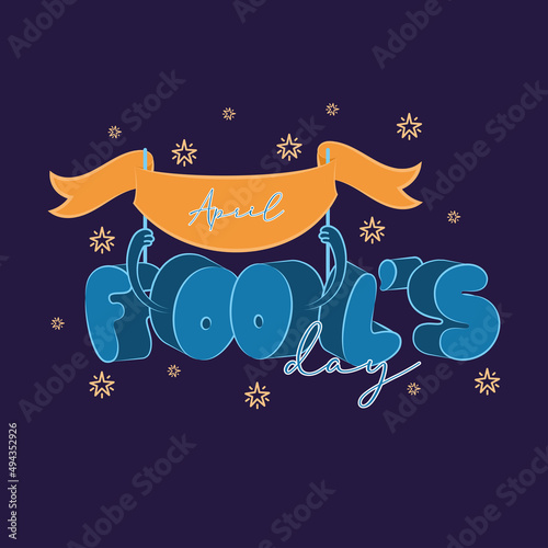 April fool day poster text and ribbon Vector