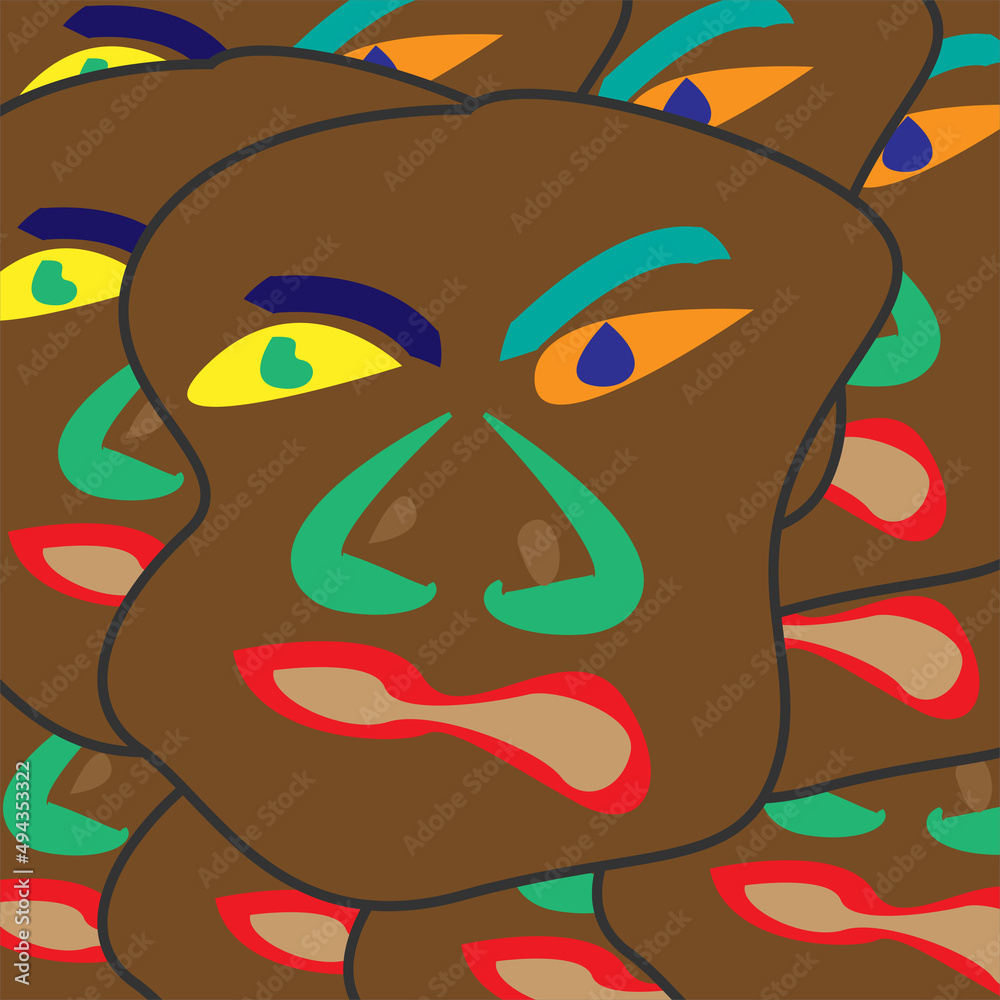 Fototapeta premium Abstract face art. Suitable for wall decoration. Vector illustration