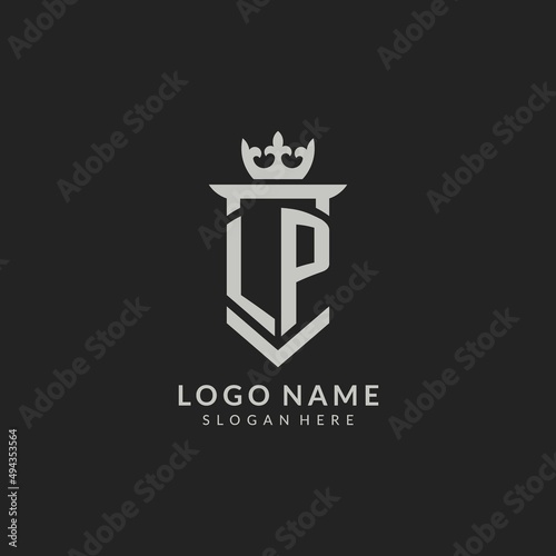 Initial LP shield and crown logo style