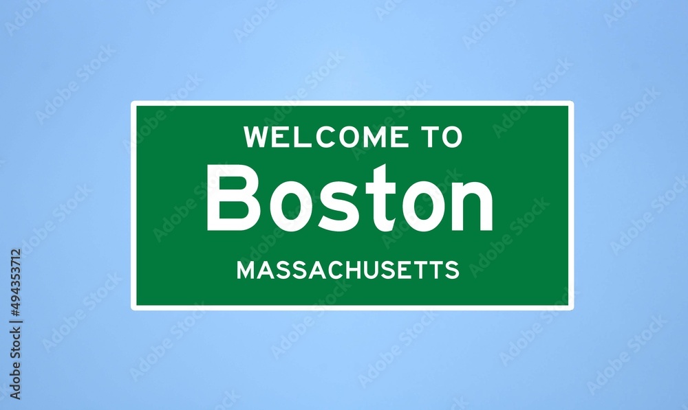 Boston, Massachusetts city limit sign. Town sign from the USA.