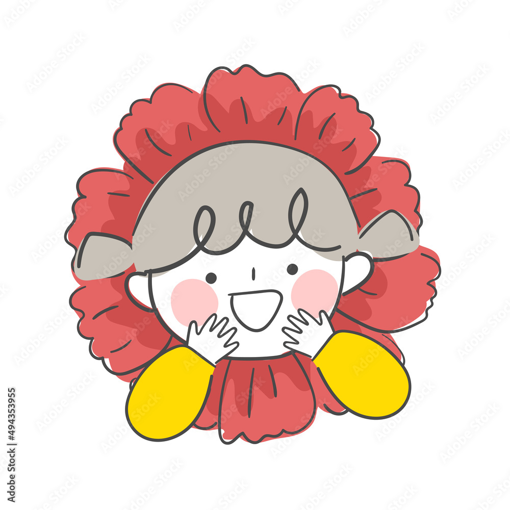 Fototapeta premium 카네이션 꽃을 쓰고 있는 아이