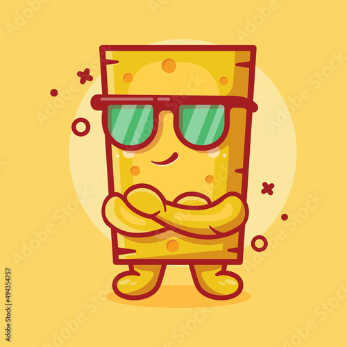 cute cheese character mascot with cool gesture isolated cartoon in flat style design 