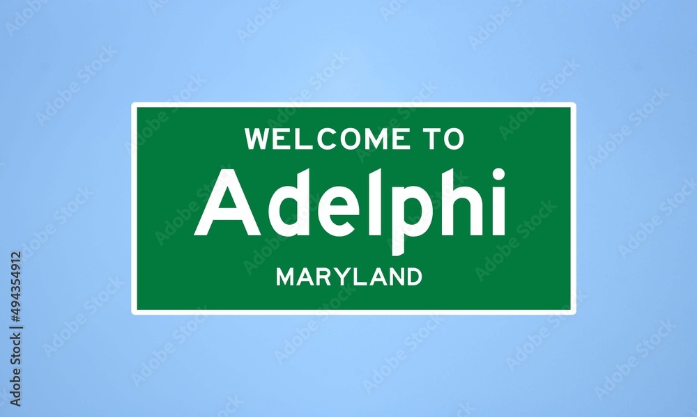 Adelphi, Maryland city limit sign. Town sign from the USA. Adelphi, Maryland city limit sign. Town sign from the USA.