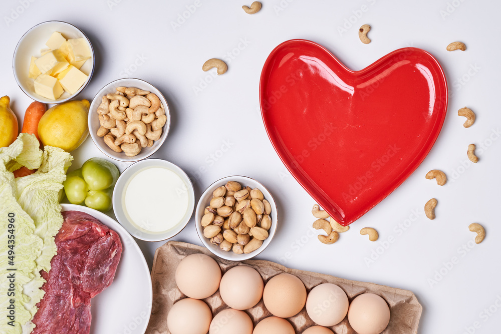 Ketogenic diet. Ingredients for keto diet. High good fat, healthy food. Ingredients for healthy foods selection. Balanced healthy ingredients of unsaturated fats for the heart and blood vessels.