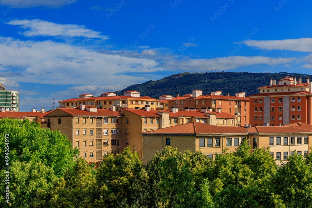 Cityscape of a residential district in Pamplona, Spain