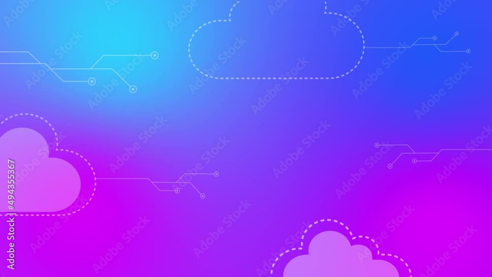 4k cloud computering data with circuit board motion desgin. Gradient mesh blurred background. Metaverse concept animated backdrop.