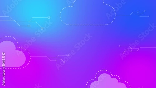 4k cloud computering data with circuit board motion desgin. Gradient mesh blurred background. Metaverse concept animated backdrop. photo