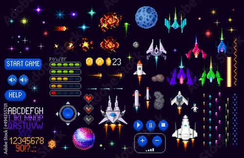 Canvastavla Space game asset 8 bit pixel art