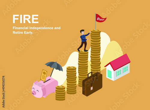 Financial Independence and Retire Early. Saving, income, investment, fund, insurance, planning for wealth and expense for living after retire concept.