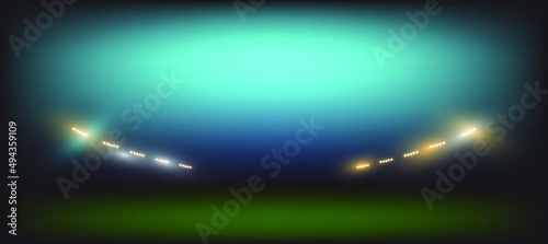 Football field or soccer field stadium background. Vector illustration.
