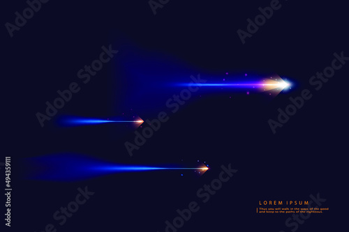 Hi speed lights dark backdrop with Arrow Light . Abstract technology vector background.