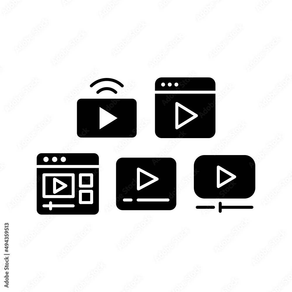 Streaming Icon Set Vector Symbol Design Illustration Streaming Icon Set Vector Symbol Design Illustration