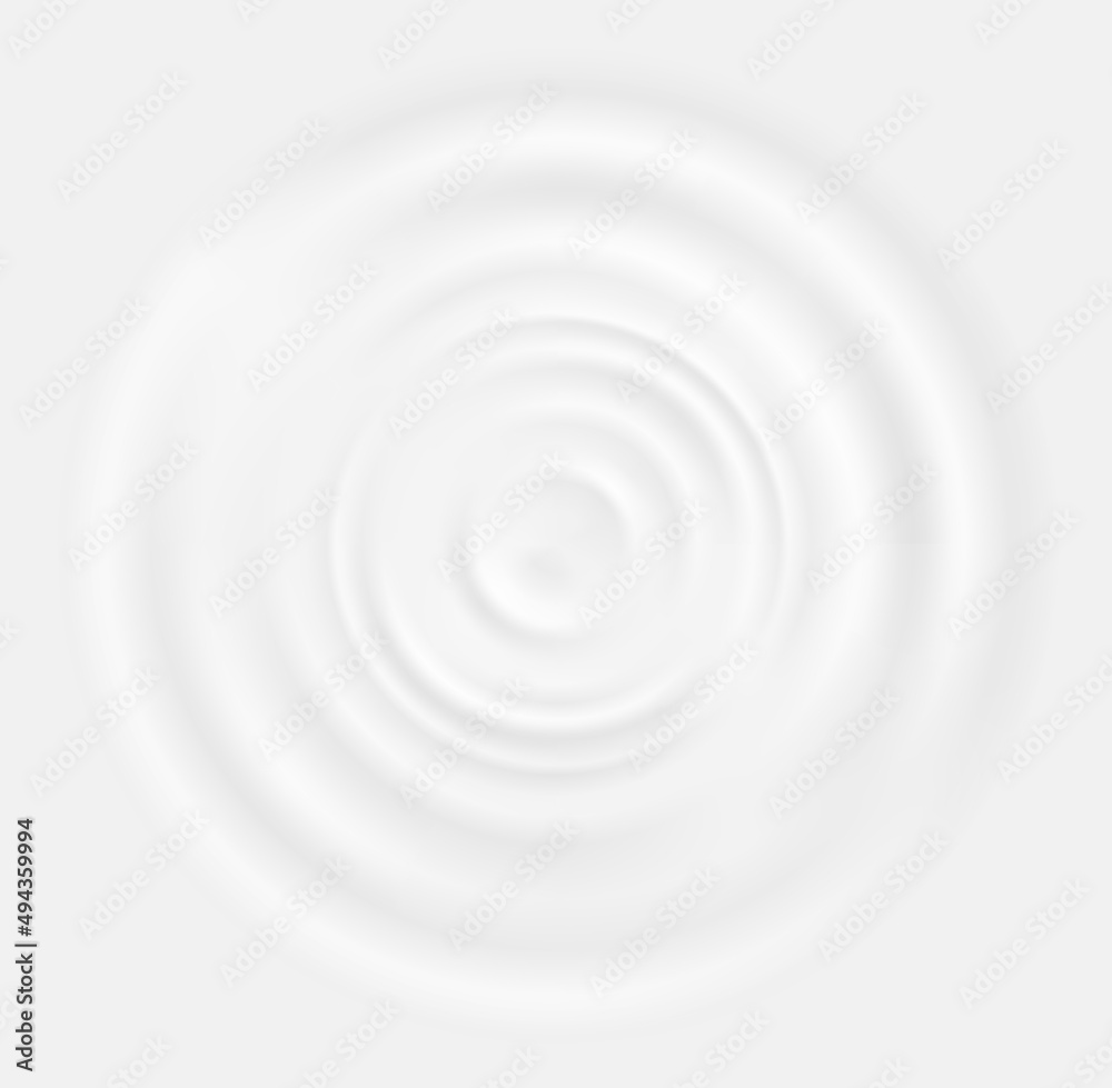 Milk wave splash ripple background. White vector circle of yogurt or cream texture top view. Round swirl surface from falling drop, cosmetic moisturizer, lotion, paint or dairy product 3d design - obrazy, fototapety, plakaty 