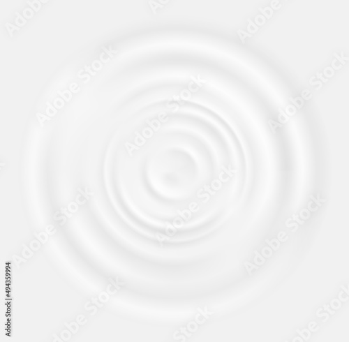 Milk wave splash ripple background. White vector circle of yogurt or cream texture top view. Round swirl surface from falling drop, cosmetic moisturizer, lotion, paint or dairy product 3d design photo