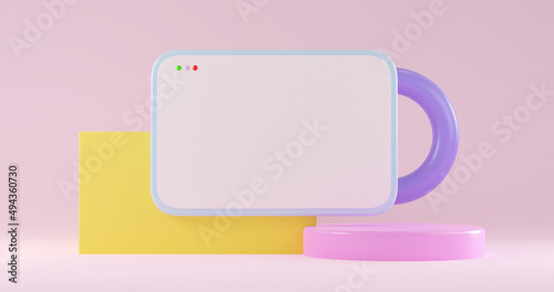 3d Tablet Podium geometry pedestal or platform background for the presentation of cosmetic products. 3D rendering. Product presentation blank podium.