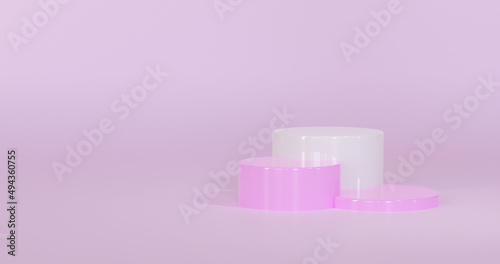 3d Podium geometry pedestal or platform background for the presentation of cosmetic products. 3D rendering. Product presentation blank podium.