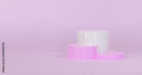 3d Podium geometry pedestal or platform background for the presentation of cosmetic products. 3D rendering. Product presentation blank podium.