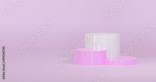 3d Podium geometry pedestal or platform background for the presentation of cosmetic products. 3D rendering. Product presentation blank podium.