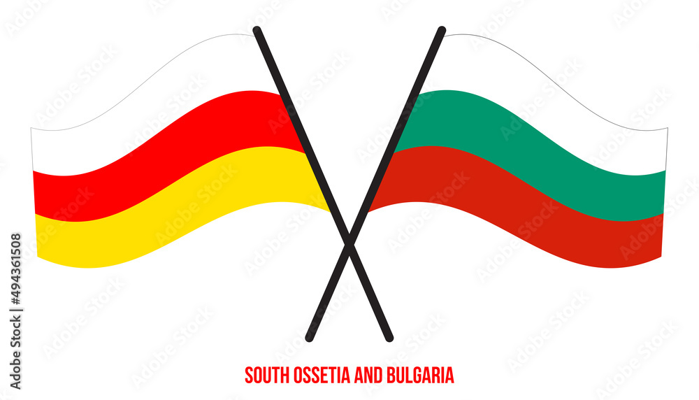 South Ossetia and Bulgaria Flags Crossed And Waving Flat Style. Official Proportion. Correct Colors. South Ossetia and Bulgaria Flags Crossed And Waving Flat Style. Official Proportion. Correct Colors.