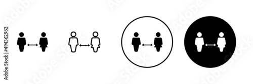 Social distancings set. social distance sign and symbol. self quarantine sign