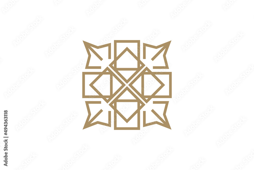Elegant Golden Ornament Pattern Square Gold Luxury Vector