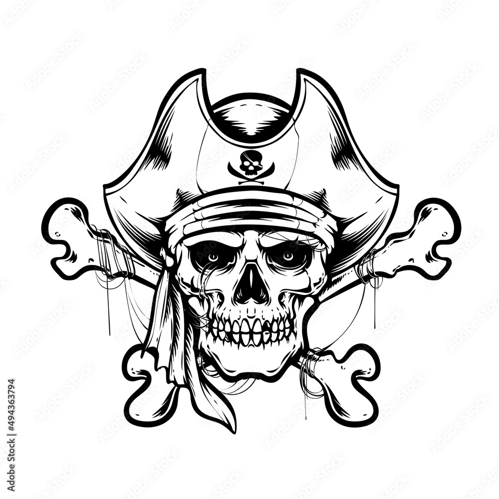 black white pirates skull vector illustration black white pirates skull vector illustration