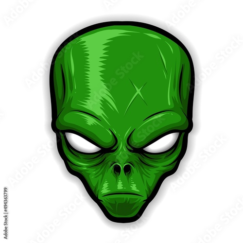 green alien head vector logo
