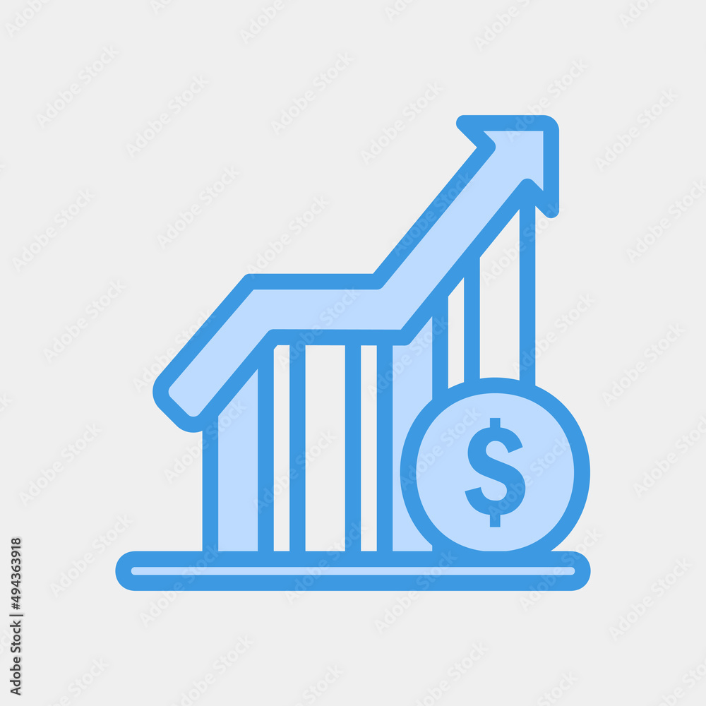 Profit icon in blue style about currency, use for website mobile app presentation Profit icon in blue style about currency, use for website mobile app presentation