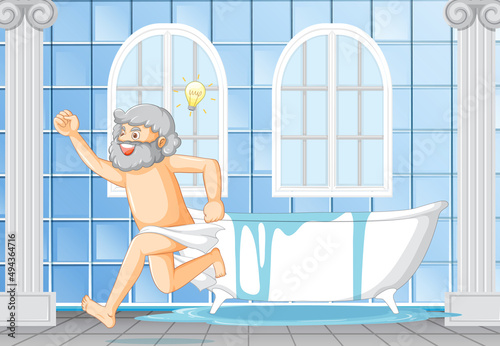 Happy Archimedes with bathtub