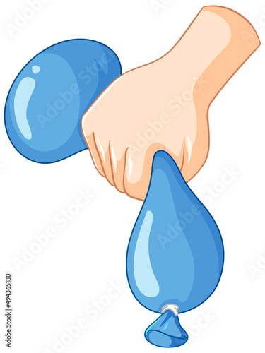 Hand squeezing blue balloon