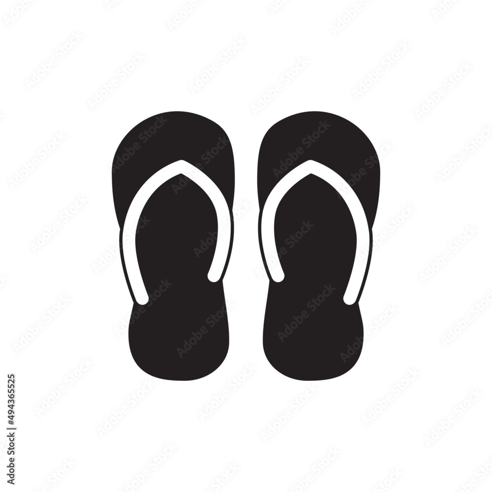 Flip flops, footwear slippers icon in black flat glyph, filled style isolated on white background Flip flops, footwear slippers icon in black flat glyph, filled style isolated on white background