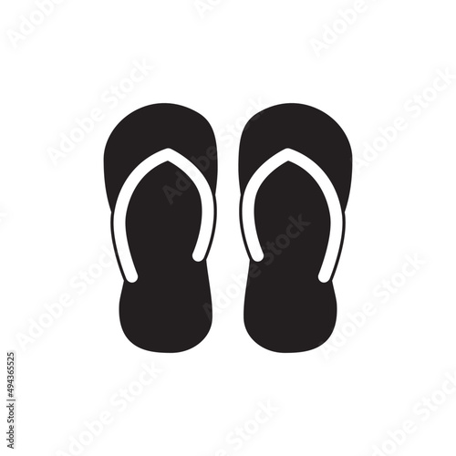Flip flops, footwear slippers icon in black flat glyph, filled style isolated on white background