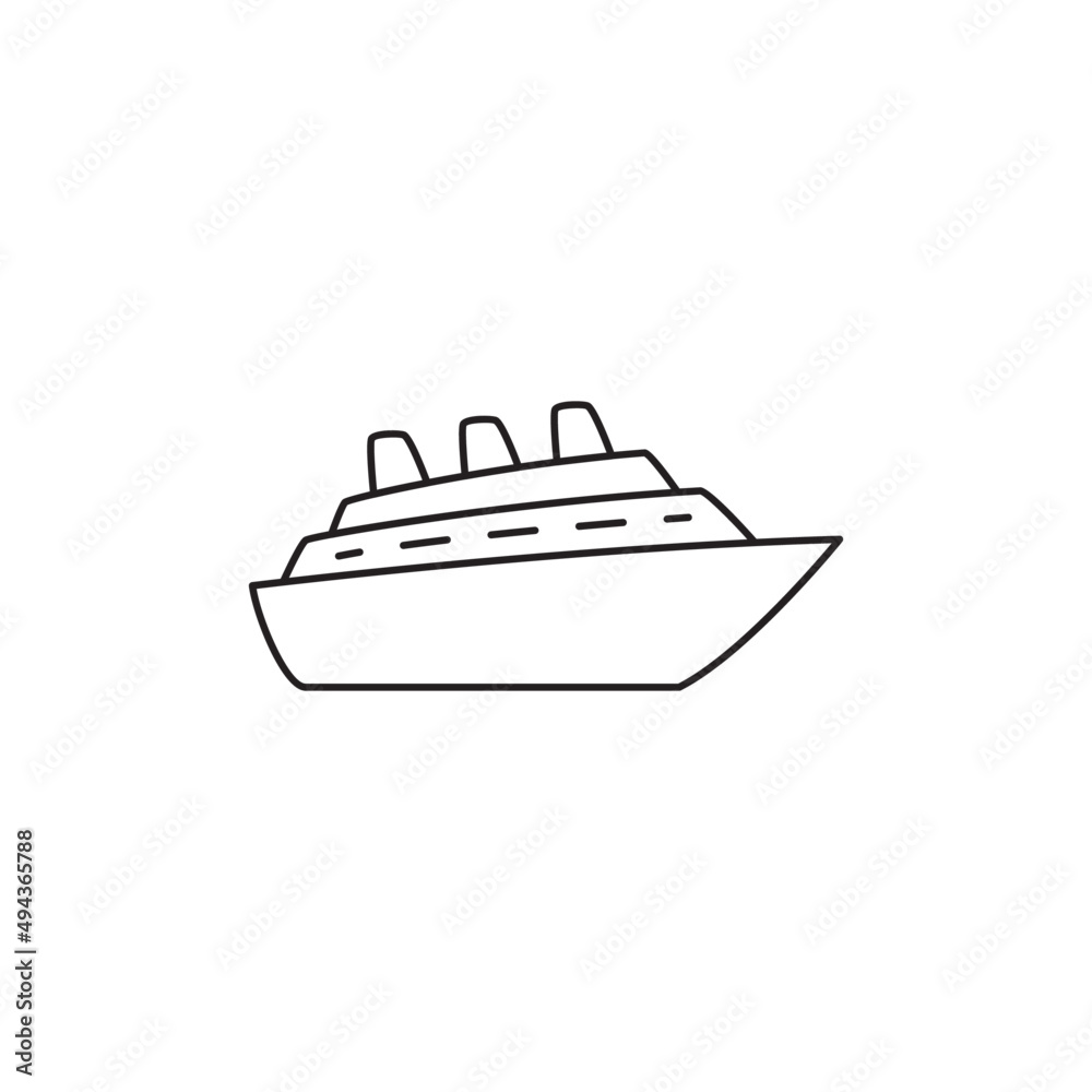 Cruise ship vacation icon line style icon, style isolated on white background Cruise ship vacation icon line style icon, style isolated on white background