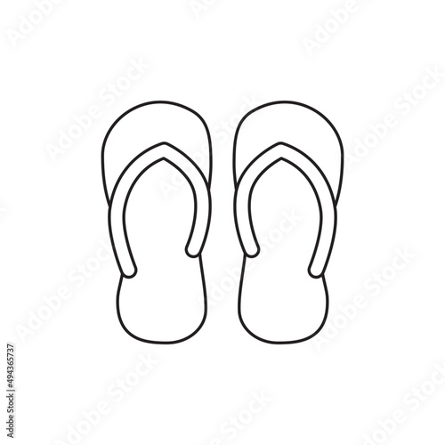Flip flops, footwear slippers icon line style icon, style isolated on white background