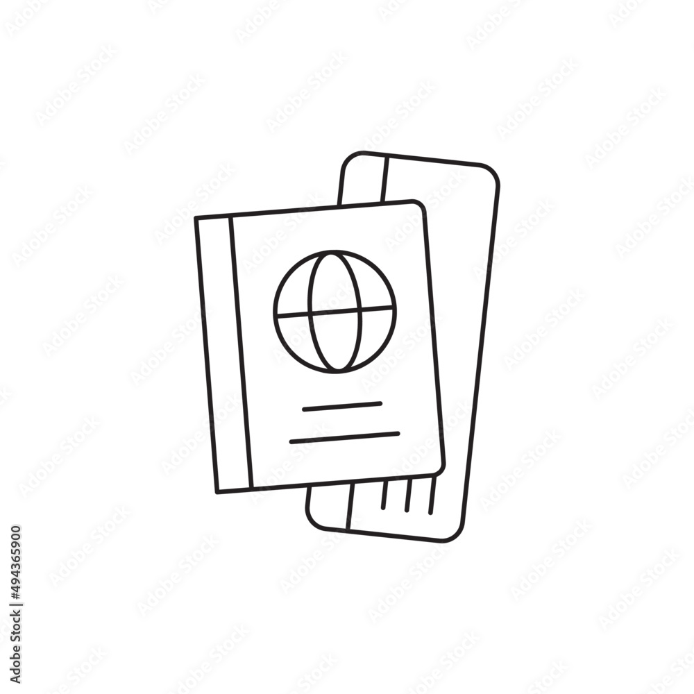 passport and ticket, travel document icon line style icon, style isolated on white background