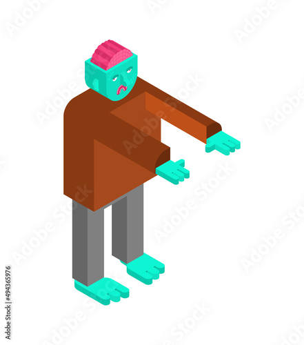 Zombie isometric. Dead man monster. zombi Vector illustration