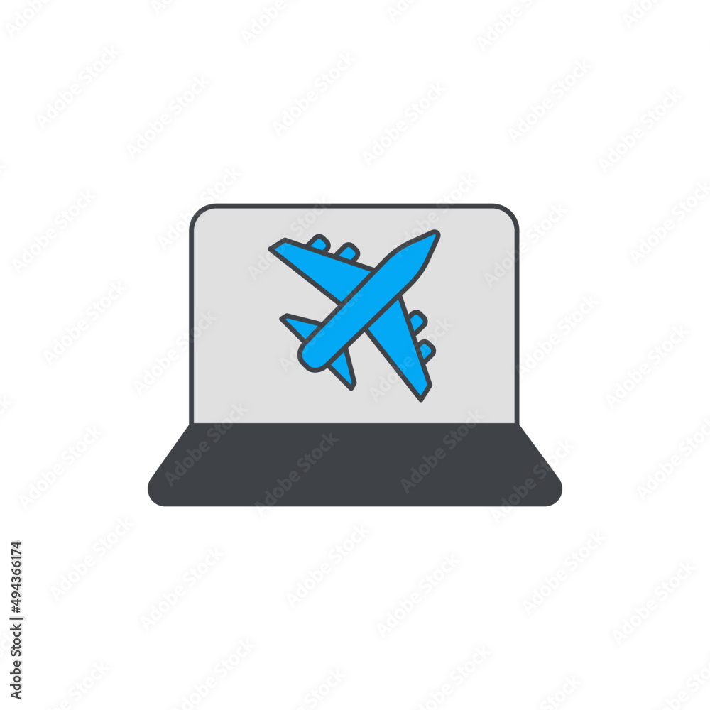 Flight booking, online booking vacation icon in color icon, isolated on white background Flight booking, online booking vacation icon in color icon, isolated on white background