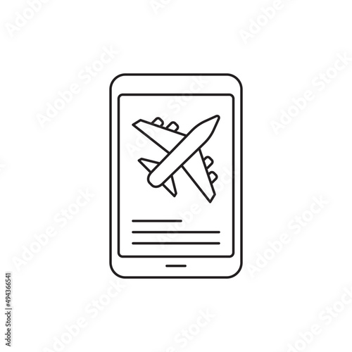 Flight booking, mobile booking online icon line style icon, style isolated on white background