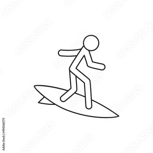 Surfing, beach vacation sports icon line style icon, style isolated on white background